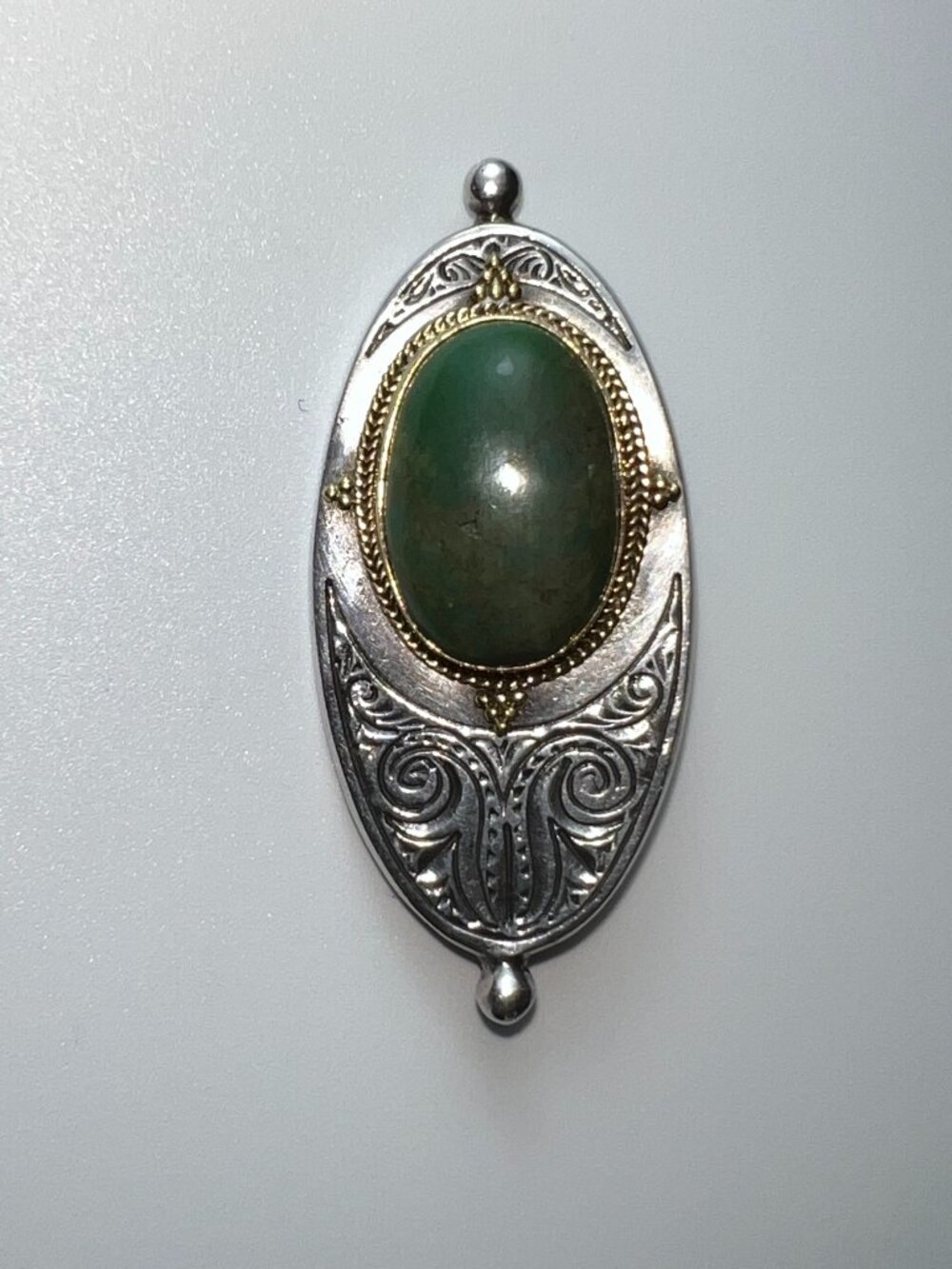SAVATI Greek 22K Gold & Sterling Silver Jade Stick Pin | Museum Quality Artisan